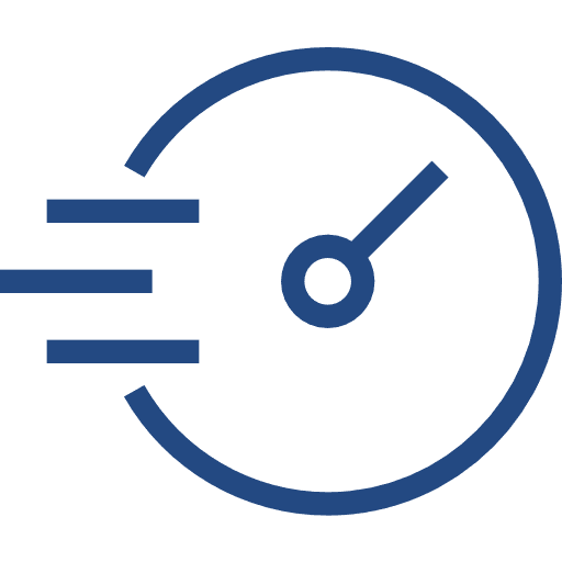 Speedometer icon representing turbo cooling and fast cooling for AeroChill air conditioning.