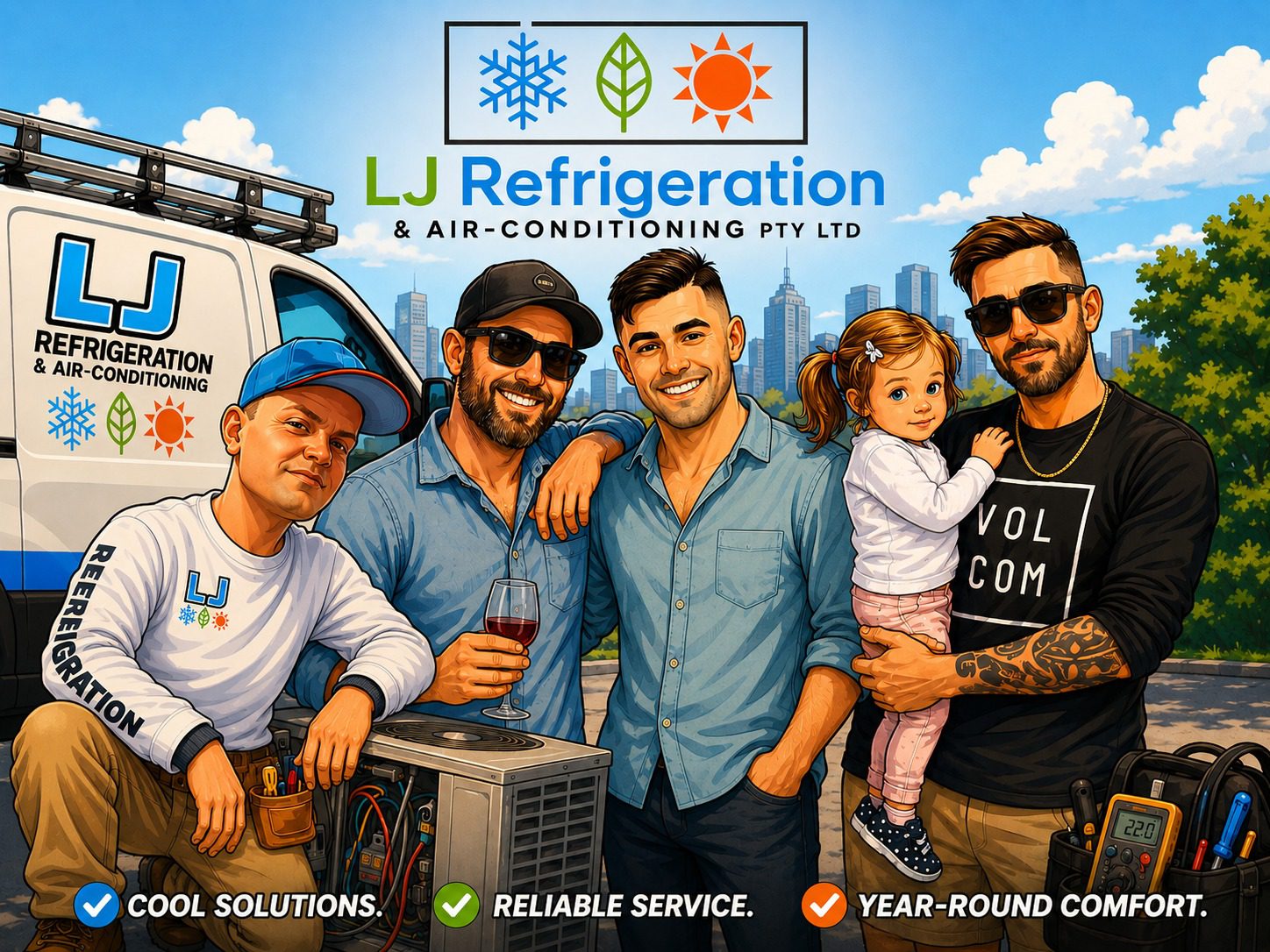 LJ Refrigeration & Air-Conditioning team and family, South Australian refrigeration and air conditioning services.